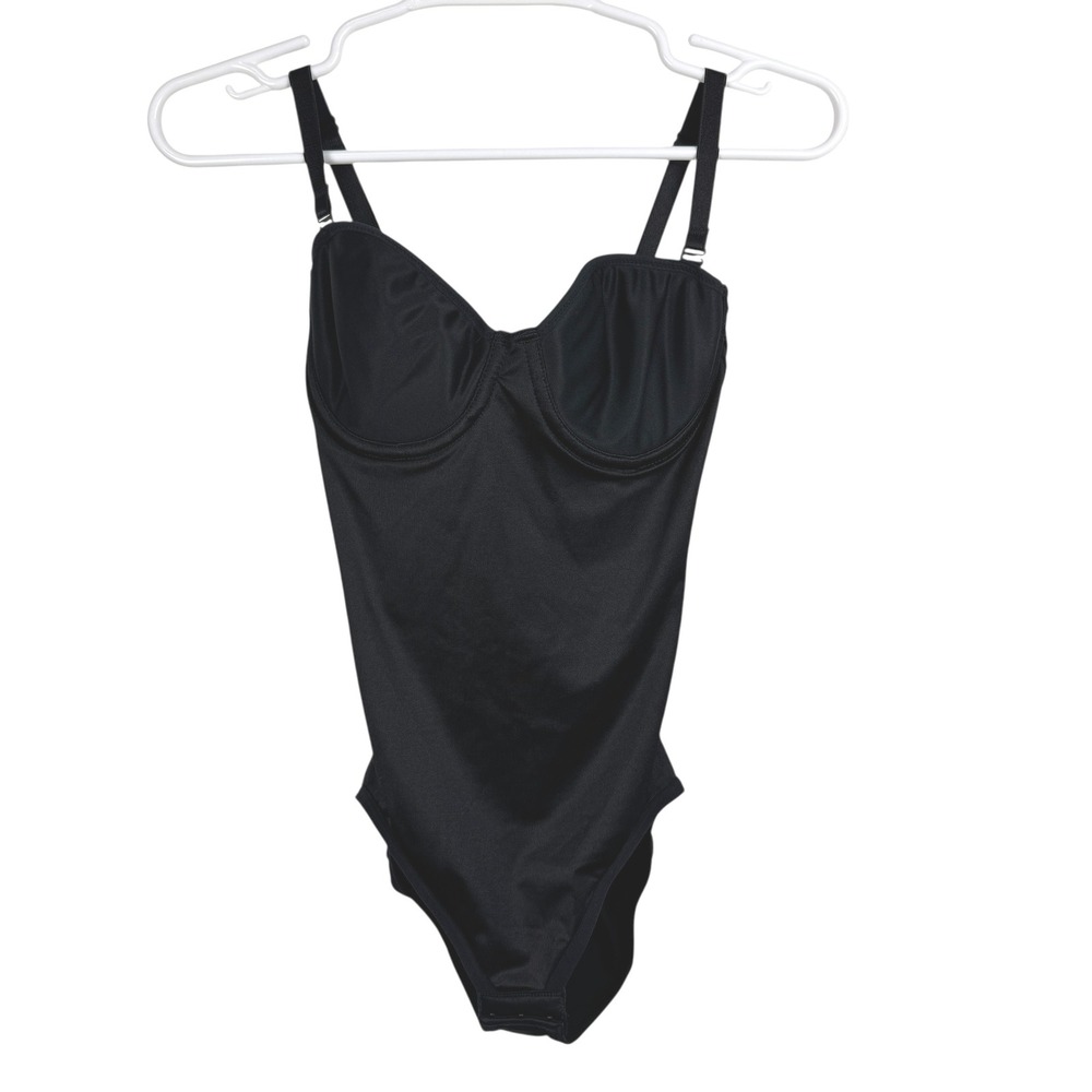 TC Fine‎ Shapewear Bodysuit Size 34B Black Underwire Adjustable Straps Shaping